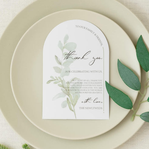 Setting 100 4 6 inch Crisky Arch Design Greenery Thank You Place Cards, Pcs, Chic and Elegant Wedding Table