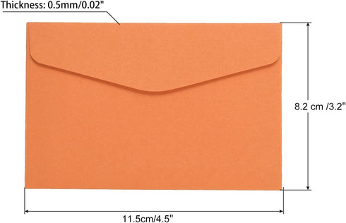 PATIKIL 60 Pack Mini Envelopes 4.5 x 3.2 Inch Paper Blank Small Items Storage for Greeting Note Party, Orange