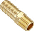 4 PCS Solid Brass Pipe Fitting and Air Hose End Fittings, 1/2" Barb x 1/4" NPT Male Thread Pipe Adapter