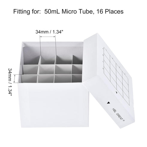 uxcell Centrifuge Tube Freezer Storage Box, 16 Places Cardboard Holder Rack for 50ml Microcentrifuge Tubes, White (2pcs)