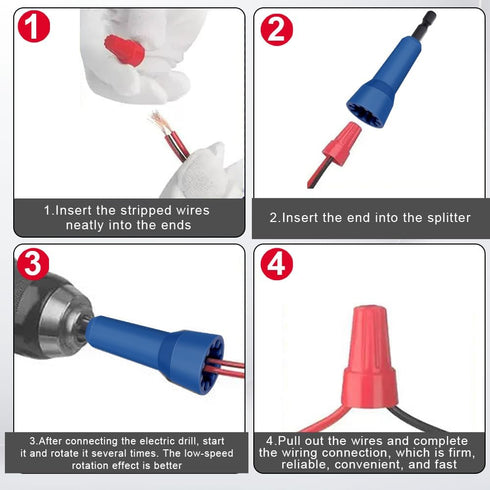 4 Pcs Wire Twister Tool for Drill, Wire Nut Twister and Stripper Tool Connector Driver with 1/4" Chuck