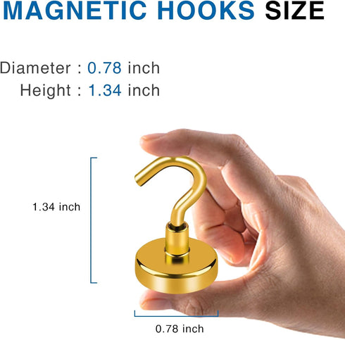 LOVIMAG Cruise Essentials, 40Lbs Yellow Magnet Hooks for Cruise Cabin, Strong Magnetic Hooks for Hanging, 4 Pack