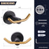 ARCORA Black and Gold Towel Hooks, SUS 304 Stainless Steel Double Wall Hooks for Bathroom, Heavy Duty Robe Hooks