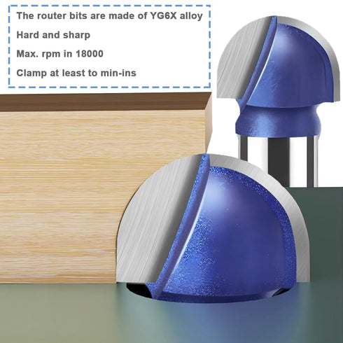 4pcs 1/4 Inch Wolfride Core Box Router Bit Shank Round Nose Cove Box Router Bits