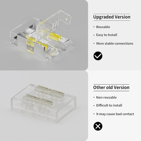 PAUTIX 10mm Connectors for COB RGB LED Strip Lights, 4 Pin, 4pcs Transparent Gapless and 3pcs Dual Ends