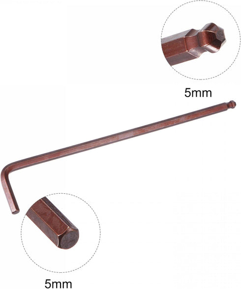 uxcell 5mm Ball End Hex Key Wrench, L Shaped Long Arm S2 Steel Repairing Tool, Metric 4 Pcs