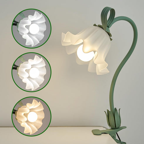 3 WERFOP Flower Lamp Clip on Light, Color Modes Eye-Caring Desk Lamp with Clamp, Dorm Room Essentials, Flexible Neck