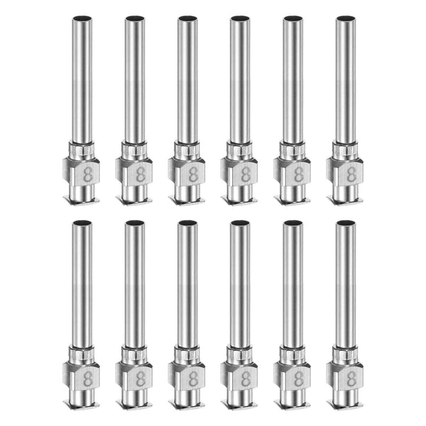 12pcs 8Gauge Stainless Steel Dispensing Needles, 1" Blunt Tips Luer Lock for Thick Liquids