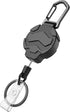Retractable Keychain Badge Holder with Belt Clip, Heavy Duty Carabiner ID Badge Clip Reel, 32” Steel Cord, 1pcs Black