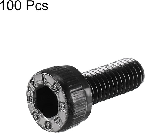 uxcell M3x12mm Screw Cap Point Hex Socket Screws Bolts, 100Pcs