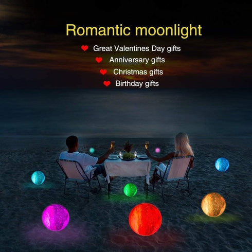 16 3D (9.6 inch) Moon Lamp, Galaxy Night Light, Colors Large galaxy light printing Moon Night Light with Stand/Remote