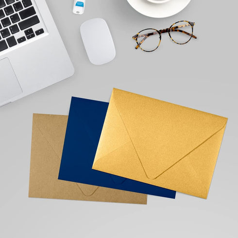 LUXPaper 4Bar A1 Gold Metallic Contour Flap Invitation Envelopes, 3 5/8" x 5 1/8", 80lb Text, 50 Qty