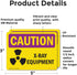 (2 Pack) OSHA Caution Radiation Sign, X-Ray Equipment Vinyl Label Decal 5 Inch X 3.5 Inch, Weather Resistant
