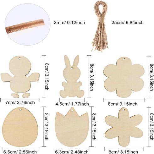 Cakina 6pc Chandelier Crystals Lamp Wooden Festival Pendant Easter Wooden Crafts Easter Egg Rabbit Party Decoration DIY