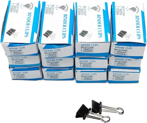 Mini Binder Clips, 1/2 Inch, 12 Pack, Medium, Black, Document Organizing, Office Work, Archive Work