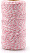jijAcraft Pink and White Twine String, 328 Feet Christmas Bakers Twine, 2MM Heavy Duty Packing String