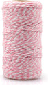 jijAcraft Pink and White Twine String, 328 Feet Christmas Bakers Twine, 2MM Heavy Duty Packing String