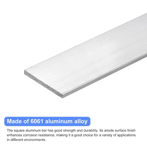 uxcell 6061 Aluminum Flat Bar, Square 1/4" Thick 2.4" Width 12" Length, T6511 Solid New Mill Stock for Industrial