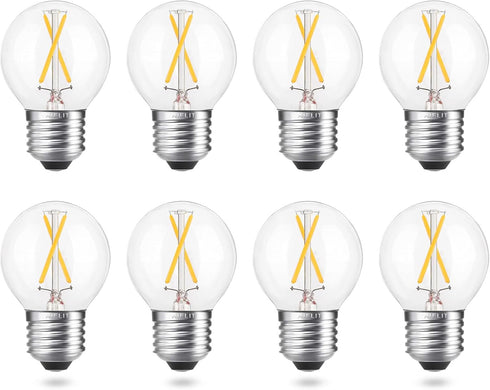2W Globe LED Edison Bulbs, 25 Watts Equivalent, Warm White 2700K, Vintage A15/A50 E26 - 8 Pack