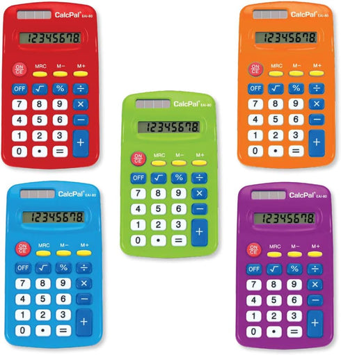 EAI Education CalcPal EAI-80 Basic Solar Calculator, Dual-Power for School, Home or Office, Set of 10
