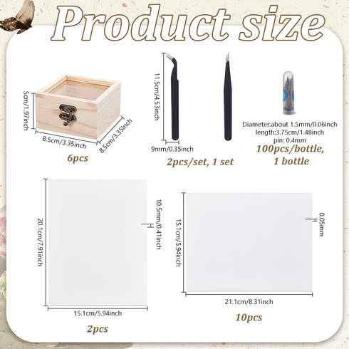6Pcs 2 2 100 10 AHANDMAKER Insect Specimen Tools Kit Includes Display Case Box EVA Foam Pinning Board Tweezers Pins