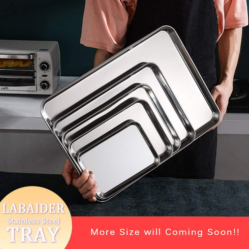 3 Pack Professional Stainless Steel Dental Procedure Trays, Thickening Lab Instrument Tools, Flat Type (8.6" * 6.0" *