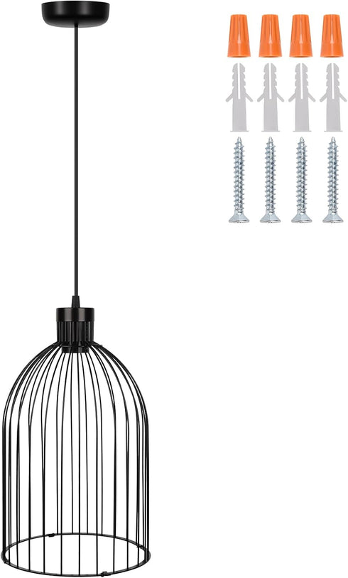 Black Decorative Birdcage Industrial Chandelier Modern Metal Cage Pendant Light Fixture, E26