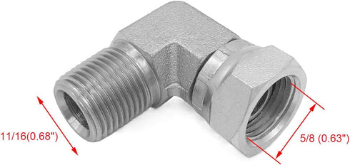 (2-PACK) 1501-06-06 Hydraulic Hose Adapter Fitting 3/8"-18NPTF Male×3/8"-18NPSM Female Swivel 90°Pipe Joints Elbow Carbon Steel by BEITERSTOE