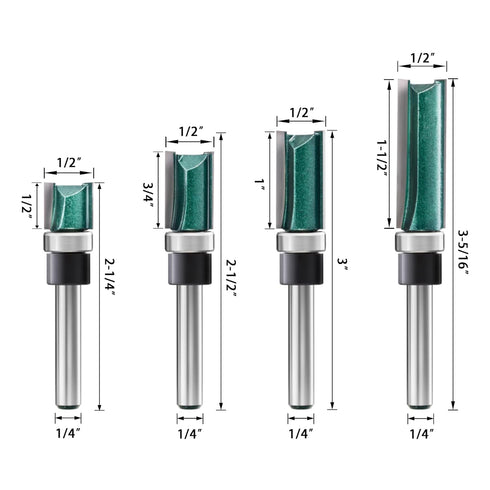 Pattern Flush Trim Router Bits 1/4 Shank, Durable Bottom Bearing Router Bit Set for Home DIY