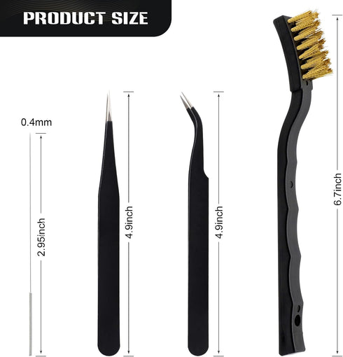 3D Printer Nozzle Cleaning Kit with Brush - 10 Pieces 0.4 mm Cleaning Needles and 2 Types of Tweezers