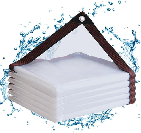 Clear Tarps with Grommets 6x10ft,Heavy Duty Waterproof Clear Plastic Tarp Cover,Transparent PVC
