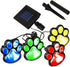 4 Solar Dog Animal Paw Print Lights, Garden Statue Lantern LED Path Light for Pathway Lawn Yard Outdoor Decorations