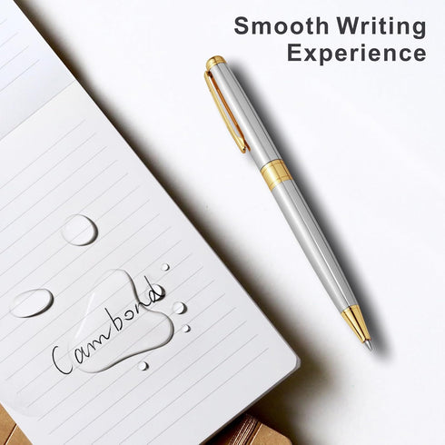 Cambond Ballpoint Pens, Black Ink Pens - Gold Bulk Gift for Men Women, 3 Pens with 3 Refills