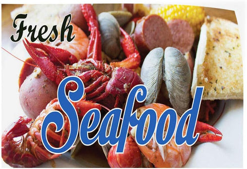 JHall Graphics Fresh Seafood #1 Indoor Store Sign Vinyl Decal Sticker 8"