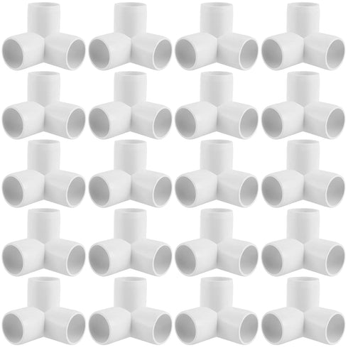 20 Pack 1 Inch PVC Pipe Elbow, 3 Way Tee Fittings Connectors, SCH40 Furniture Grade, White