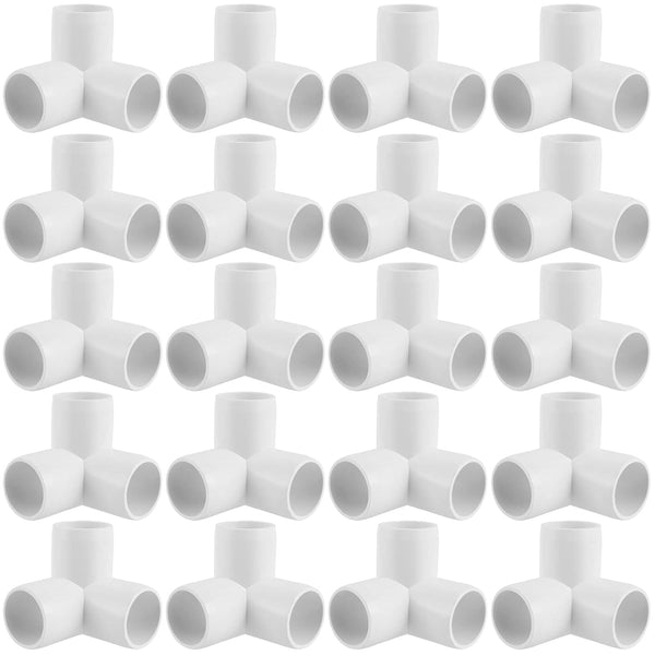 20 Pack 1 Inch PVC Pipe Elbow, 3 Way Tee Fittings Connectors, SCH40 Furniture Grade, White