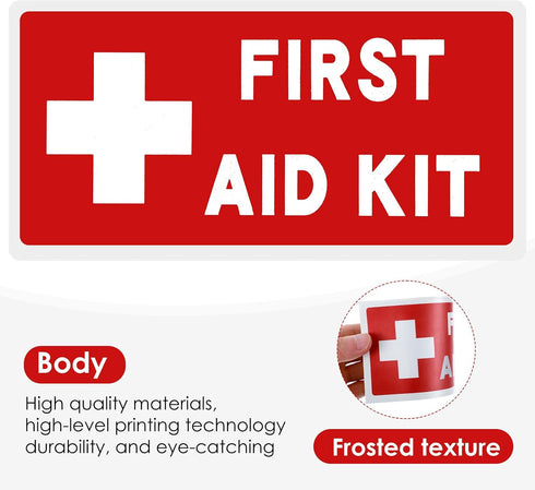Ymapinc 3Pcs Medical Stickers, Self Adhesive Waterproof First Aid Sign Sticker Emergency Decals Kit Supplies for First