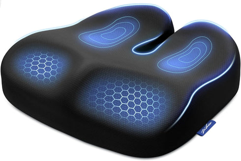 ZIKEE Ergonomic Seat Cushion with Thigh Slope for Long Sitting, Memory Foam