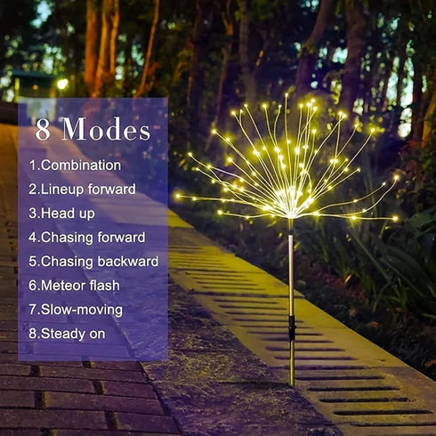 XIHAMA Solar Garden Lights 2 Pack, Fairy Firework Lights for Outdoor Yard Planter Pathway Patio Party Wedding