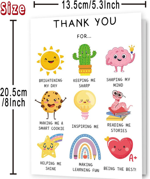 MOROLURU Funny Thank You Card for Teacher, Cute Daycare Teacher Appreciation Cards Gifts for Men Women, Thank You