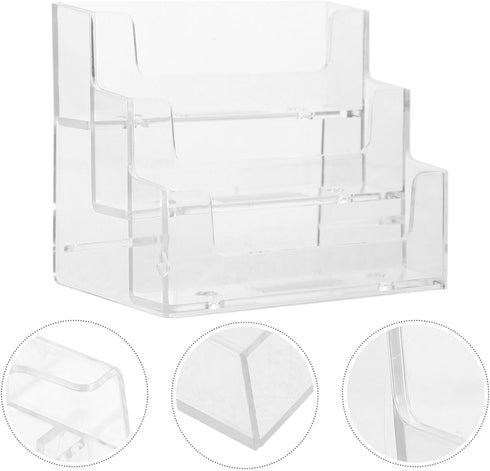 SEWACC Business Card Holder, Acrylic 3 Tier Organizer Box for Cards, Desk Organizers
