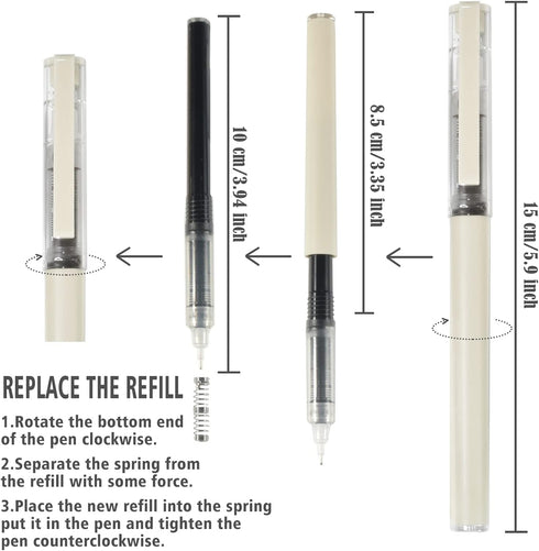 BAYTORY 5 Pcs Gel Pens and 1 Pc Highlighter, Quick Dry Ink Fine Point Black 0.5mm for Journaling Notetaking