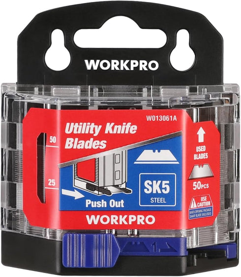 WORKPRO 50-Pack Utility Knife Blades, SK5 Steel Box Cutter for Replacement
