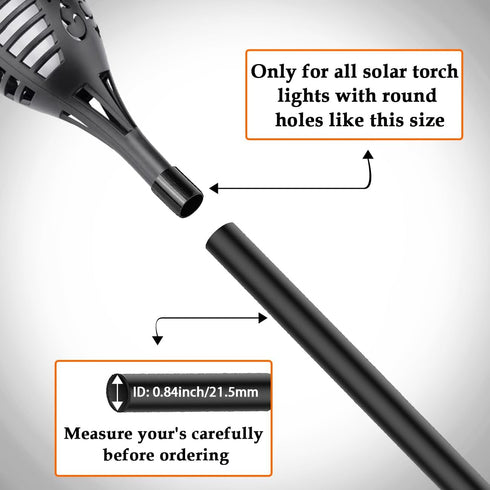 Flame Lamp Extension Kit - Ground Stake and Joint Connector to Make Solar Flashlight Torch Taller, 6 Sets