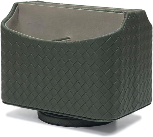 UnionBasic Rotating Desk Organizer, 360 Degree Spinning Caddy for TV Guide, Mail, Media, Remote Holder (Woven Green)