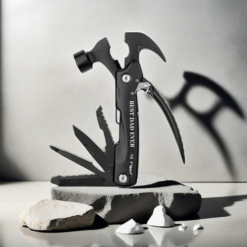 Unique Gifts for Fathers Day Men from Daughter Son Kids, All in One Multitool Hammer Survival Kit for Dad