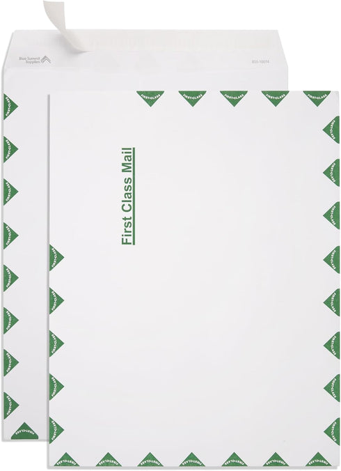 Blue Summit First-Class Envelope, 100 Count, 10 x 13 Peel & Seal Envelopes, White Wove