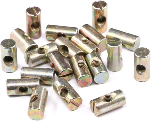 Hilitchi 20-Pcs M6 Pozidriv Slotted Barrel Nuts - Cross Dowels Slotted Nuts for Furniture, M6 x 20mm