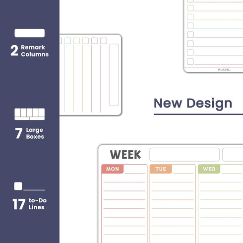 Magnetic Weekly Calendar Whiteboard for Fridge, Refrigerator Dry Erase Weekly White Board, 2 List Boards, 4 Markers