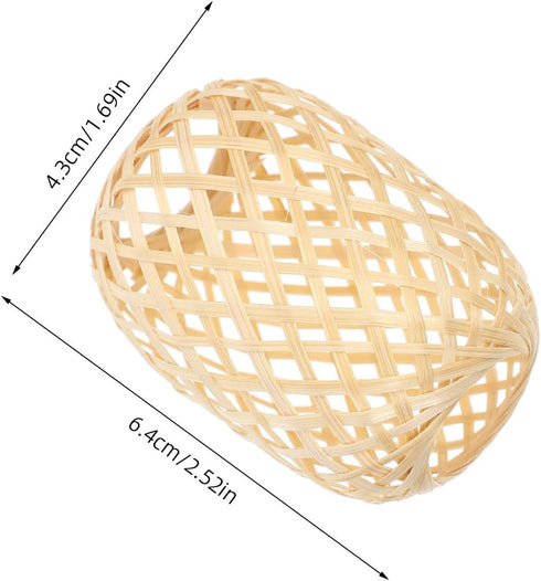 2pcs 4.36.5 Inch Handmade Woven Lamp Shade with Oiled Paper Mini Lantern Cover, Rustic Hanging Lamp Shade Replacement